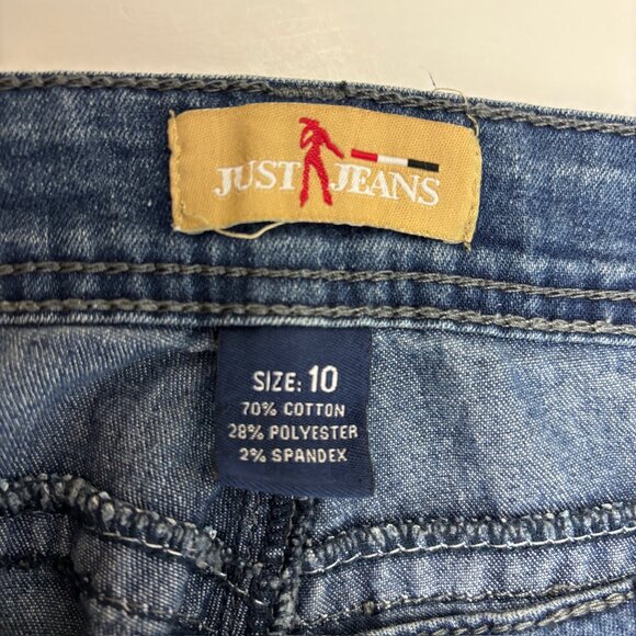 Just Jeans Straight Back Flap Pockets Women's size 10 Dark Wash Blue Denim Jeans - Picture 2 of 3